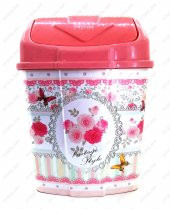 1 No Klik Çöp Kovası 3,5 Lt Desenli Pembe - 1