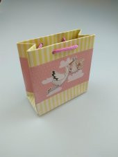 KARTON ÇANTA LEYLEKLİ PEMBE 11CM X 11CM 10LU - 1