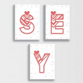 Kişiye Özel 3 Adet Baş Harf Aile Kanvas Tablo - 2