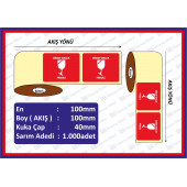 DİKKAT KIRILIR UYARI ETİKETİ  100*100   1 RULODA 250 ADET VAR  45 TL - 1