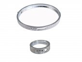 İtalyan Tasarım Moda Pırlanta Çelik Gümüş Altın Ayar Tektaş Set - 1