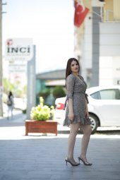 Yazlık Kısa Şifon Elbise - Çiçekli - 1