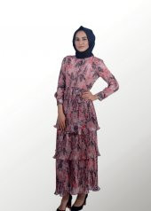 Tesettür Çiçekli Elbise - 1