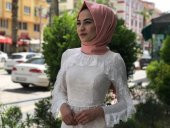 Yazlık Tesettür Abiye Elbise - Beyaz - 1