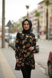 Tesettür Yazlık Tunik - Çiçekli - 1