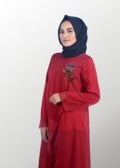 Tesettür Kırmızı Takım Elbise - 1