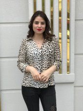 Leopar Desenli Bluz - Şifon - 2