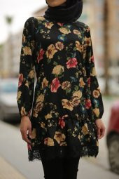 Tesettür Yazlık Tunik - Çiçekli - 2
