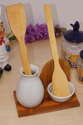 Bambu Standlı Porselen Kaşıklık - 1