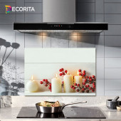 DECORITA Cam Ocak Arkası Koruyucu - Beyaz Mum - 1