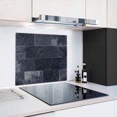 DECORITA Cam Ocak Arkası Koruyucu - Eskitme Indigo Taş Desenli - 1
