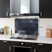 DECORITA Cam Ocak Arkası Koruyucu - Eskitme Indigo Taş Desenli - 3