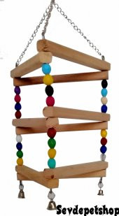 Katlı yuvarlak Tünekli Salıncak Kuş Oyuncağı - 1