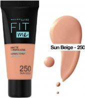 Maybellıne Fıt Me Matte Poreless Fondöten 250 Sun Beıge - 2
