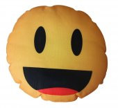 Emoji Gülen Yüz Pelüş Yastık, Puf Yastık , Oto Yastığı Tebessüm - 1