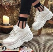 Ayax 12432 Kalın Yüksek Taban Beyaz Bayan Spor Ayakkabı (36-40) - 5