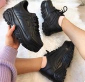 Ayax 12432 Kalın Yüksek Taban Beyaz Bayan Spor Ayakkabı (36-40) - 6