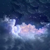 Baskılı Duş Perde Gece Gökyüzü Yıldız Desenli Mavi Mor thumbnail 4