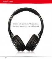 Nia Q1 Fm Radyolu Kablosuz bluetooth Kulaklık Extrabass Siyah - 4