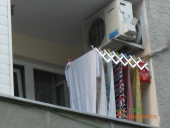 maxas XBEREN Akordion Paslanmaz Katlanır Çamaşır askılığı  - Balkon içine ve dışına duvara monte edilir.80 cm 7 Çubuk - 3