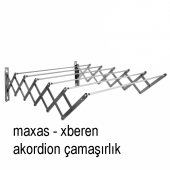 maxas XBEREN Akordion Paslanmaz Katlanır Çamaşır askılığı  - Balkon içine ve dışına duvara monte edilir.80 cm 7 Çubuk - 6