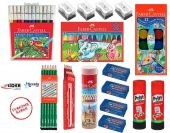 FABER CASTELL OKUL - KIRTASİYE 16 PARÇA MEGA SET BOYA,KALEM,SİLGİ,AÇACAK,YAPIŞTIRICI - 1