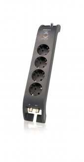Philips SPN5044B/10 2 Metre 1800J 4lü Akım Korumalı Siyah Priz - 1