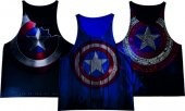 CAPTAN AMERİCA KIRIK KALKAN FİTNESS ATLET TANK TOP DİJİTAL BASKI - 4