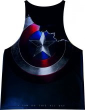 CAPTAN AMERİCA KIRIK KALKAN FİTNESS ATLET TANK TOP DİJİTAL BASKI - 1