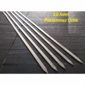 10 Adet Ömürlük Paslanmaz Çelik Krom Adana Kebap Şişi Kıyma Adana Kebap Şiş - 1