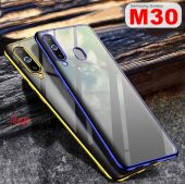 Samsung Galaxy M30 Köşeleri Renkli Şeffaf Kamera Korumalı Kılıf thumbnail 1