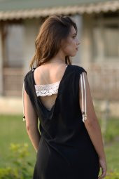 Omzlu İpli Siyah Bluz - 2