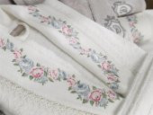 Lara Nakışlı Bambu Bornoz Takımı Krem Taş - 2