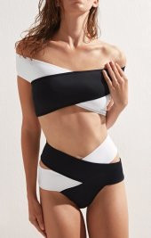 Angelsin Siyah Beyaz Çapraz Bikini Takım - 1