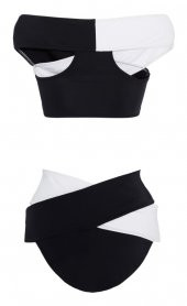 Angelsin Siyah Beyaz Çapraz Bikini Takım - 2