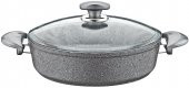 OMS Granit 26x7,5 cm Gri Pilav Tencere Cam Kapaklı 3310 - 1