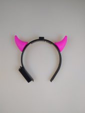 CADILAR BAYRAMI HALLOWEEN TAÇ ŞEYTAN BOYNUZ PEMBE IŞIKLI - 1