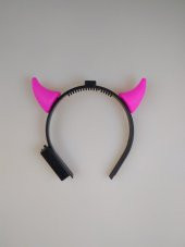 CADILAR BAYRAMI HALLOWEEN TAÇ ŞEYTAN BOYNUZ PEMBE IŞIKLI - 2