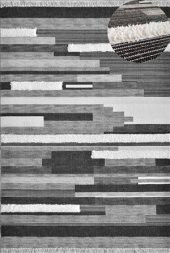 Siyah Gri Renklerde Yıkanabilir İnce Yazlık Kilim - HS84003 - 1