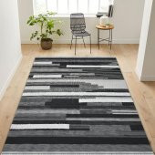 Siyah Gri Renklerde Yıkanabilir İnce Yazlık Kilim - HS84003 - 5