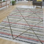 Karışık Renk Pudra Yıkanabilir İnce Yazlık Kilim - HS84005 - 4