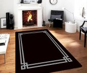 Siyah Gri Yıkanabilir İnce Yazlık Halı - HS81209 - 6