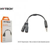 Hytech HY-X77 Siyah Audio + Mic to 3,5mm 0.15m Kulaklık Çevirici - 1