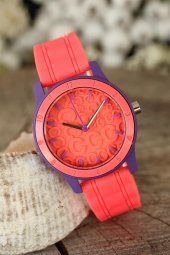 Spor Kasa Turuncu Renk Silikon Kordonlu Kadın Kol Saati - 1