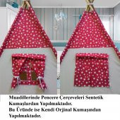 Altev Yıldız Desenli Ahşap Çoçuk Çadırı Kızılderili Çadırı Oyun Evi Oyun Çadırı Kamp Çadırı Yastıklı Minderli - 2