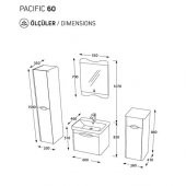 Pierre Cardin Pacific 60 cm Banyo Dolabı Linden - 2