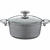 Oms Granit 26X12,5 Cm Gri Derin Tencere Cam Kapaklı 3110 - 1