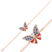 Mineli Gümüş Kelebek Bileklik DN1016 - 1