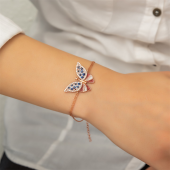 Mineli Gümüş Kelebek Bileklik DN1016 - 2