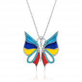 Mineli Gümüş Kelebek Kolye DN10 - 1